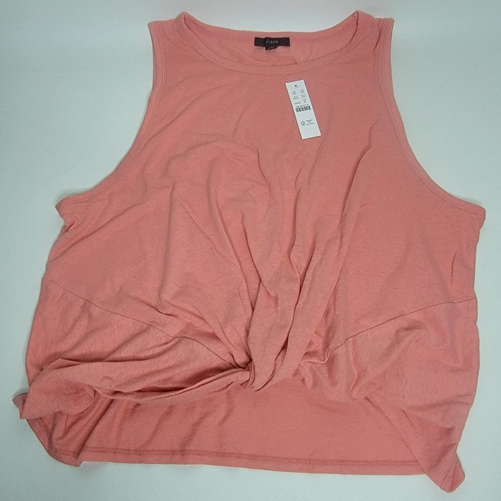 J. Crew Women's XL Sleeveless Round Neck Slub TwistKnot Tank Top Coral AS040 NWT